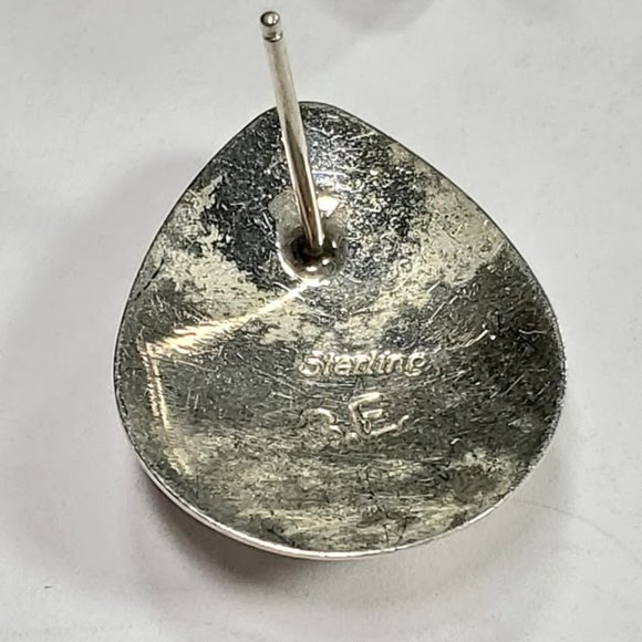 Vtg Zuni Sensa Eustace Sterling Hematite Earrings - Picture 7 of 8